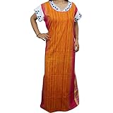 Indiatrendzs Women Nighty Fine Cotton Printed Orange Sleepwear Nightgown With Embroidered Neckline (Chest 44)