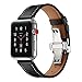 Produktbild BZLine® Armband für Apple Watch 38mm Series 1, Series 2, Series 3, Echtes Butterfly Schnalle Leder Uhrenband Erstatzband Strap Uhrenarmband für iWatch Apple Watch 38mm (Schwarz)