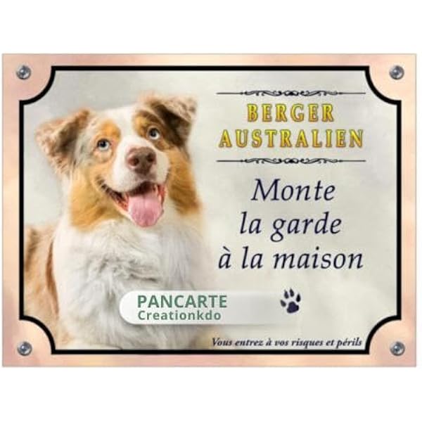 Plaque Attention Chien – Berger Australien – 15x20cm, Aluminium – Pour Portail Ou Grille - 2