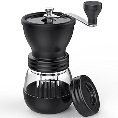 wslhcsure Moulin à café Manuel, le broyeur de la meuleuse en céramique, le design ergonomique, le corps est lavable, l'opération est simple et amusante, calme et portable, il est adapté pour une utilisation à la maison, lors de voyages et de camping…