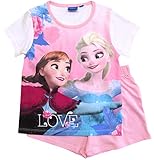 Top aktuelles Design Frozen - Die Eiskönigin Mädchen Schlafanzug ELSA Pyjama (Weiß-Rosa, 110)
