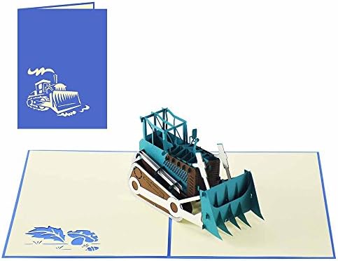 SWEETPOPUP handmade greeting cards | Pop up cards for various occasions holidays travelling birthday gratulation voucher invitation Christmas fathers day (Bulldozer 15x20cm)