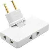 TECHZOCO 3 Outlets Multi Flat Plug Adapter, Rotatable 180&ordm;, Wall Socket 250V 10A, White