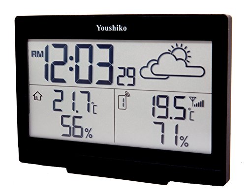 Youshiko Wireless Weather Station ( Premium Quality / Clear Display ) with Radio Controlled Clock ( UK Version) , Indoor…
