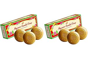 YEPPLO 2 X Mysore Pure Natural Sandalwood Oil Ayurvedic Soap 3 x 150g bars in gift pack (Pack Of 2)