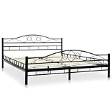 Farbe: Schwarz vidaXL Metallbett mit Lattenrost 160x200cm Bettgestell Bett Schlafzimmerbett