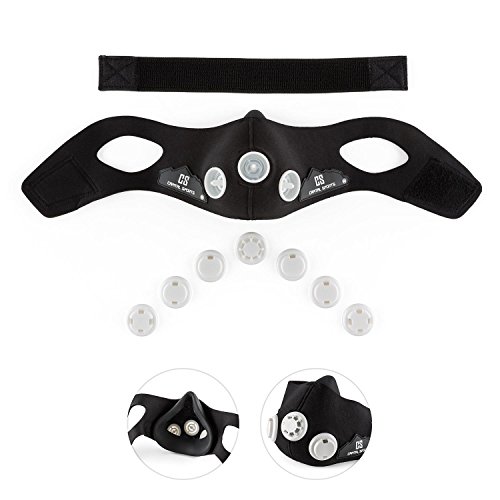 CAPITAL SPORTS Breathor Ausdauer Trainings-Maske Höhentraining Atemmaske für Bergsteiger (verschiedene Größen, Gewicht ca 140g, 7 Aufsätze, Simulation von Höhen zwischen 900 und 5500 m) schwarz - 3