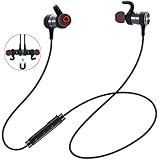 Bluetooth Kopfhörer, ER-ESTAVEL 4.1 in-Ear Wireless Headset mit Magnet Wireless Ohrhörer Stereo IPX5 Wasserdicht Level Sportkopfhörer mit Mikrofron für Alle Bluetooth-Gerät(Schwarz)