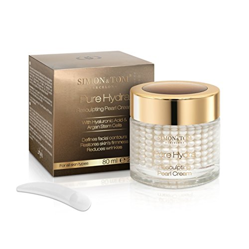 Simon & Tom Pure Hydra Resculpting Pearl Cream – Innovative, hochwirksame Anti-Aging Pflege. Sichtbare Faltenreduzierung und intensive Feuchtigkeitscreme mit Hyaluron, Glycerin und Argan-Stammzellen. Für alle Hauttypen ✔ Ohne Parabene ✔ Ohne Tierversuche ✔ vegan ✔ 80ml - 2
