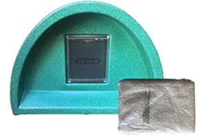 COSY CAGES COSY PODS -Weatherproof Outdoor cat kennel shelter Green sq with Flap and Self Heat Pad