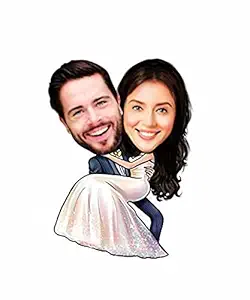 Grace Caricature Personalized Gifts for Couple,Wedding,Anniversary Cutout (Wooden, 9inch x 6.5inch, Multicolour) CARI0051