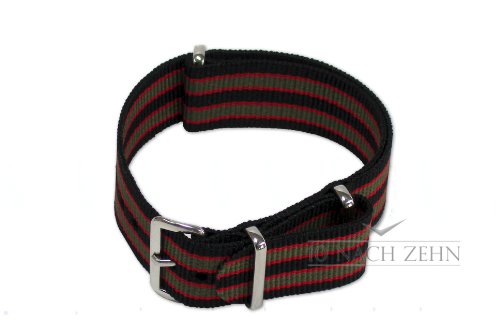 NATO Band Strap (G10) Black/Red/Green 20mm 10nachzehn NATO Band Strap (G10) Black/Red/Green 20mm 10nachzehn