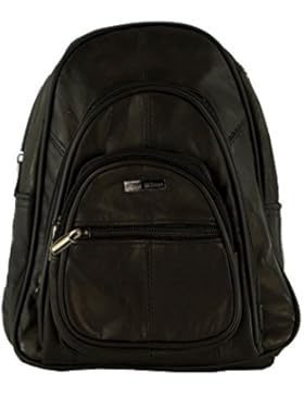 Damen Leder Tasche schwarz Cityrucksack Mini Rucksack Schultertasche Umhangtasche Handtasche kleiner Lederrucksack...