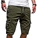 Produktbild Pants Fitness Shorts Herren Outdoor Taschen Strand Arbeit Hosen Cargo Pant Männer Sommer Freizeit Sport Shorts Kurze Hose lose Tarnung Patchwork Overall Shorts Hosen (Armeegrün-1, L)