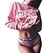 Produktbild Sannysis Damen Buchstaben Langarmshirt Sweatshirt Pullover Hoodie Crop Tops Sweater Kapuzenpullover Beutel Langarm Herbst Winter Basic Streetwear (L, Rosa)