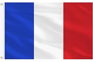 AhfuLife Grande Drapeau Francais 90x150cm, 1Pcs Drapeau France Double Face avec 2 œillets en Laiton en Polyester pour Célébration Eurovison 2025 Tournoi Rugby Fête Nationale Euro Foot Match