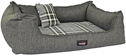 tierlando Orthopedic Dog Bed Scotch 2-in-1-webstoff Blend Check Plaid - XXXL 90 - 185 cm - 02 Graphite, SC4 | 110 x 90 cm