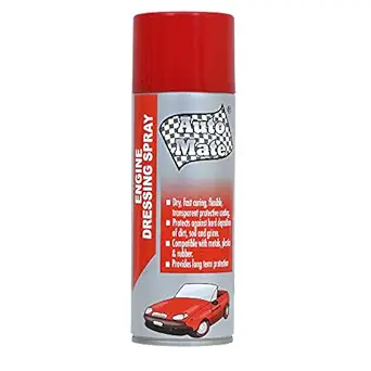 Auto Mate Engine Dressing Spray for Car Engine Compartments - Transparent, Protective & Water Resistant PU Coating | Long Term Corrosion Protection - Grade 6141, 250g