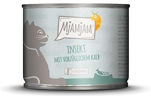 MjAMjAM - Premium mokra karma dla kotów - owad z doskonałą cielęciną, opakowanie 6 sztuk (1 x 1200 g), bez zbóż z białkiem owadów