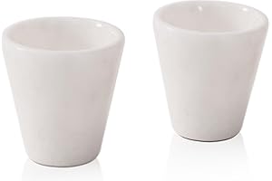 Radicaln Set di 2 bicchieri da shot in marmo bianchi fatti a mano da 5,1 cm, per tequila, whisky e cocktail, eleganti bicchieri e bicchieri per casa e bar