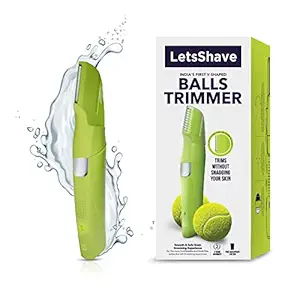 LetsShave Balls and Body Trimmer for Men | Electric Trimmer for Groin & Pubic Hair Area | 90min Run Time | Unique V-Shaped Head | R-Style Ultra Thin Rounded Blade Edges - Anti Snagging Technology | 100% Waterproof | 3 Comb Attachment & Free Travel Bag | Multi-Directional Use | Trimmer Men