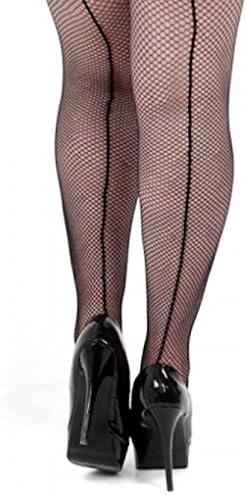 So Diva Legwear Black Seamed Fishnet Tights for The Curvey Figure Size XL