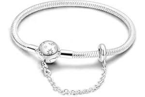 KUNSIR Joyería Pulsera de Mujer plata 925 Compatible con Abalorios, Serpiente Pulsera Compatible con Pandora Abalorios,Los Mejores Regalos para Chicas B2
