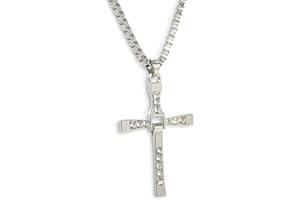 5665 COLLANA ARGENTO CON CROCIFISSO DAL FILM FAST AND FURIOUS DOMINIC TORETTO PENDENTE UOMO DONNA UNISEX ACCIAIO REGALO ALLA MODA BRACCIALETTO SAN VALENTINO RAME CATENA