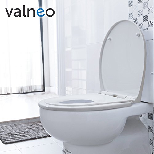 VALNEO Premium Familien-Toilettensitz mit Kinderbrille aus robustem Kunststoff, weiß | 2 Jahre Zufriedenheitsgarantie | Toilettensitz, Klo-Brille, Kinder-Toilettensitz, Kinder-Klobrille, Kinderaufsatz für Toiletten, Kinder WC-Sitz | Mit Absenk-Automatik, Easy-Clean Funktion - 4