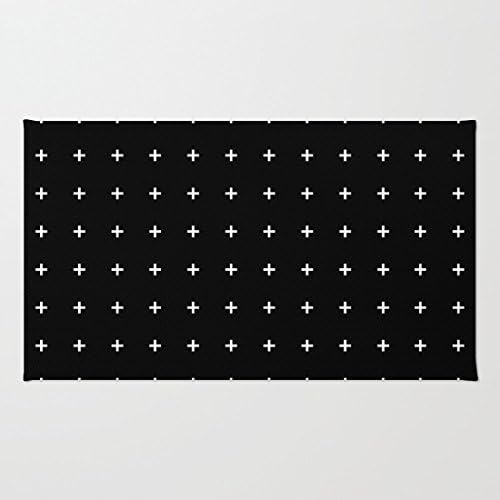 Whiangfsoo White Plus on Black Area Rugs with Non-Skid 20" x 32"