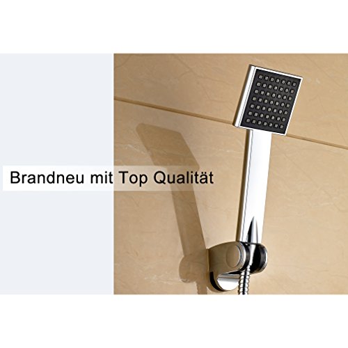 Auralum® Messing & Chrom 81 x 81 mm Handbrause Duschbrause Duschkopf - 5