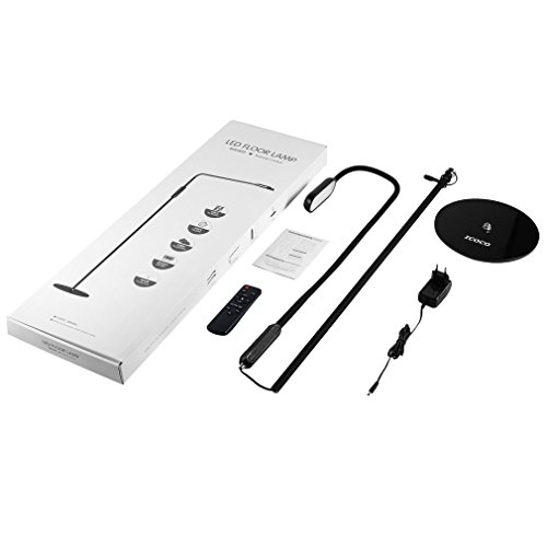 ICOCO Lámpara de Pie LED 9W Mando a Distancia Control Remoto 1.74m Altura Ajustable, 5 Niveles de Brillo, 5 Colores de Temperatura para Casa, Oficina, Estudio