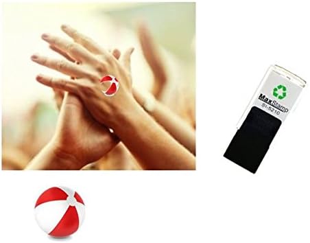 Beach Ball - Red ink - Hand stamp - suitable for Festivals - Night Clubs - Parties etc self inking 18mm circ 5210