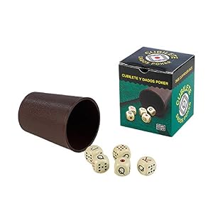 Falomir – Set de 1 Cubilete de Plástico | Multicolor | 5 Dados Incluidos | Diversión y Entretenimiento | 2+ Jugadores