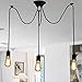 Produktbild Vintage Pendelleuchte,3x E27 Lichter Retro Industrielle Deckenleuchte höhenverstellbar Hängeleuchte mit 3-adrigem Textilkabel DIY Lampe Ideal für Retro Industrial Dining Hall Schlafzimmer Hotel Home Lighting Zubehör