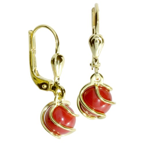 InCollections Damen-Ohrhnger 333/000 Gold mit rek. Koralle 0040160102401