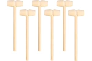 TQPUWT Mini Wooden Hammers, 6 Pieces Wooden Hammers, Wooden Crab or Lobster Mallets, Mini Wooden Children Baby Hammer, Kids Creative Hammering Educational Toy, for Kids Boys Girls, Wood Color