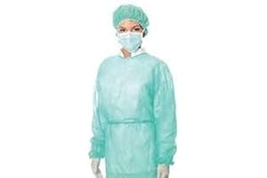 Cura Farma Bata desechable de TNT con puños – Paquete de 10/100 unidades – Bata de visitante no estéril – Blanco – Hipoalergénico – Original Cura Farma (batas desechables de TNT 10 unidades) – 0,3 ml