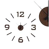 Plastico reloj de pared adhesivo madera oscura