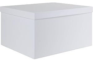 KISPATTI Scatola Portaoggetti, Bianco Scatole Portaoggetti con Coperchio 38 x 28 x 19 cm Grande Scatola Portaoggetti con Nastro Scatole Portaoggetti Cartone per Casa Camera da Letto Soggiorno Ufficio Scuola