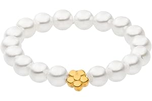 Purelei® Shiny Bloom Ring (Gold, Silber, Rosegold), Wasserfester elastischer Damen Ring aus Perlen, Eleganter Ring mit Seashell Perlen, Geschenke für Damen, Verschiedene Grössen