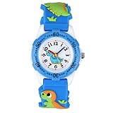 KZKR Kinder Uhr Anaglo Quarzwerk mit Silikon fur Lern 3D Blau Dinosaurier KW101-BLU