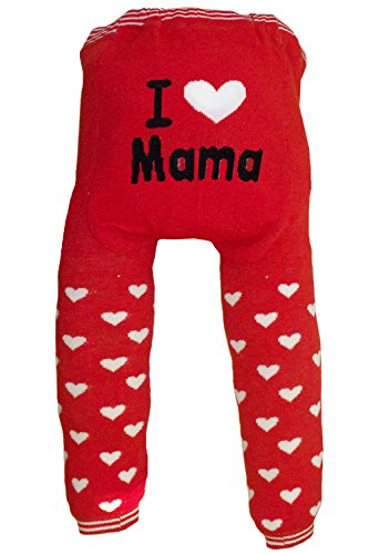 Baby and Toddler Wooly leggings by Dotty Fish girls Red I Love Mama - 90 cm/12-24 months