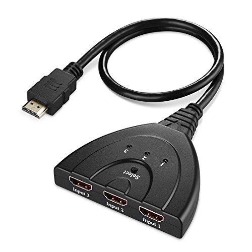 InVaFoCo HDMI Schalter HDMI Switch 3 in to 1 out HD 1080p, 3 Port HDMI Switcher mit HDMI Kabel, Gold Plated HDMI Distributor Selector 3 to 1