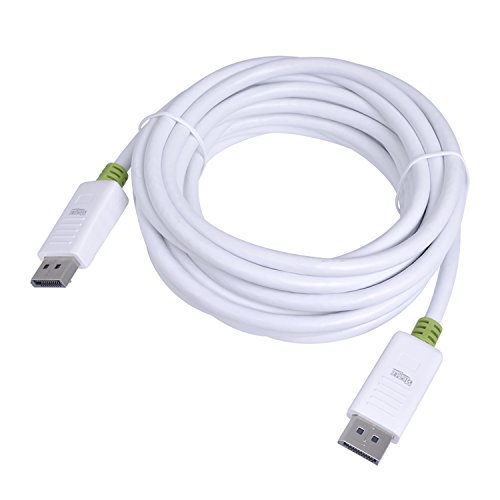 MutecPower 2 Stück von 5 meter DisplayPort (DP) männlich auf DisplayPort (DP) männlich Kabel – 4K Ultra HD – Weiß – 5m Mit 2 Kabelbinder - 3