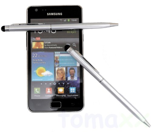 2 x tomaxx Stylus Pen – Eingabestift + Kugelschreiber für Samsung Galaxy S5 mini, iPhone 6, Samsung Galaxy S5, Samsung Galaxy Alpha, HTC M7, HTC One SV, Sony Xperia E + E dual, Nokia Lumia 620, alle iPhone, iPad, iPod, Samsung Galaxy Note 2 N7100, Galaxy S1 S2 S3 Tab alle, Motorola Maxx LG P880 Sony Xperia Go Tipo Miro, Galaxy S Duos S7562 usw… - 4