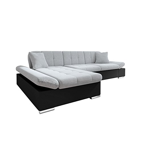 Mirjan24 Ecksofa Malwi mit Regulierbare Armlehnen Design Eckcouch mit Schlaffunktion und Bettkasten, L-Form Sofa vom Hersteller, Couch Wohnlandschaft (Soft 011 + Bristol 2460, Ecksofa: Links)