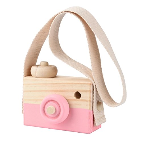 Holz-Kamera, Mamum Hals-Kamera-Spielzeug für Kinder, aus Holz mit Kordel-Fotografie Prop. Einheitsgröße rose