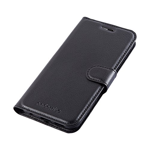 Cadorabo - Funda Vodafone Smart Prime 7 Book Style de Cuero Sint  tico en Dise  o Libro - Etui Case Cover Carcasa Caja Protecci  n  con funci  n de suporte y Tarjetero  en Negro-Fantasma