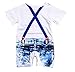 Baby Boys Rompers Gentleman Printed Jumpsuit Outfits White 3-9M